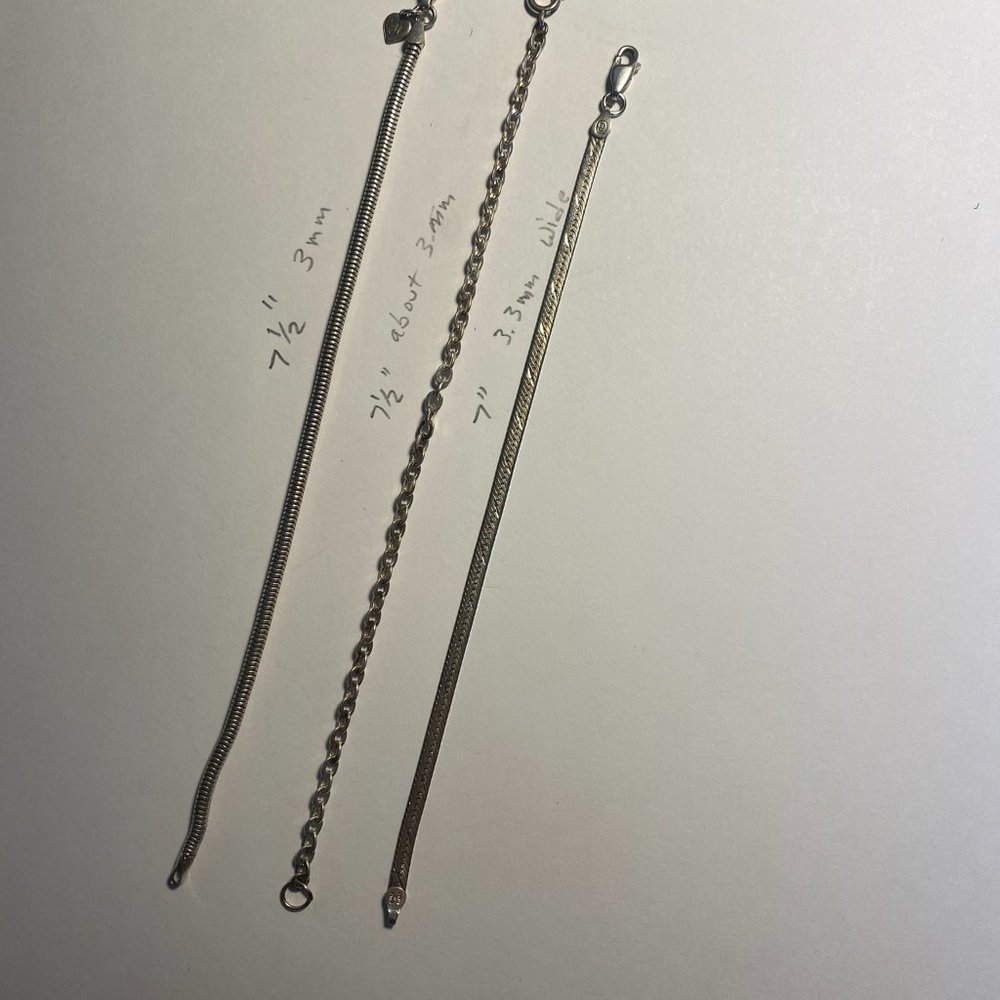 3 Sterling Silver Chain Bracelets